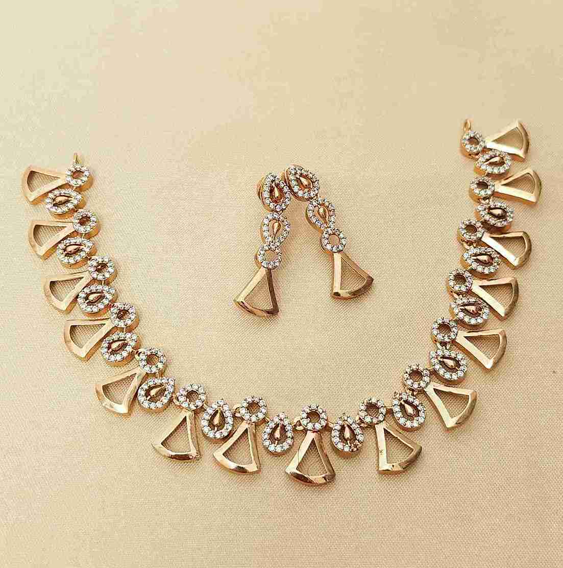 American Diamond Premium Quality Sleek Necklace With Earrings